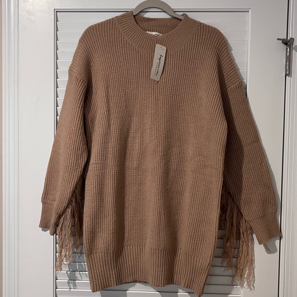 Fringe Sweater Dress in Iced Latte - Picture 4 of 6